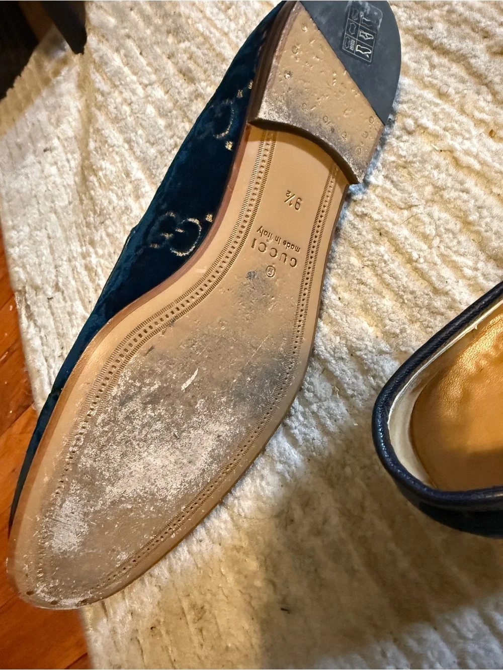 Gucci Dark Green Velvet Horsebit Loafers
